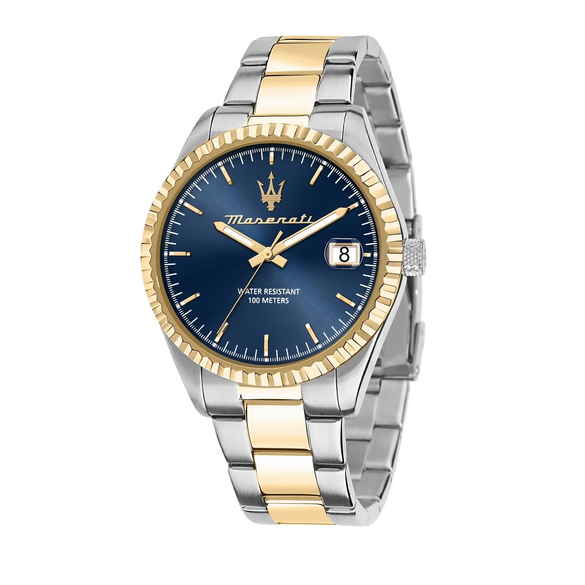 Gents Maserati Two Tone Round Navy Dial With Date