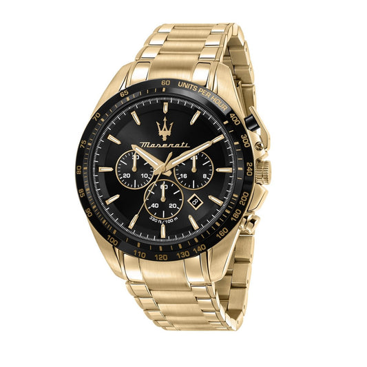 Gents Maserati Rolled Gold Round Black Dial + Bezel Chronograph