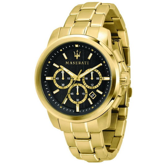 Gents Maserati Rolled Gold Round Black Dial Chronograph