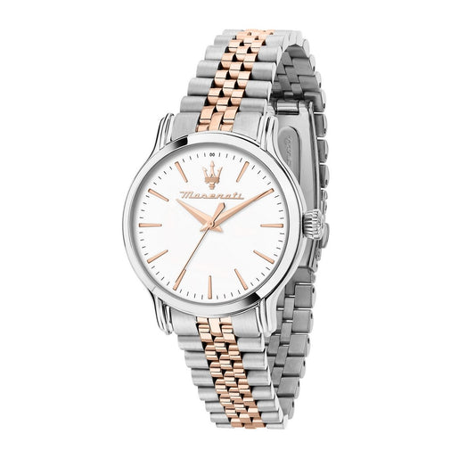 Ladies Maserati Rose Two Tone Round White Dial Rose Batons