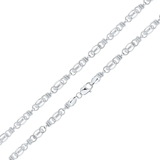 Sterling Silver Oval Flat Fancy Link Bracelet 7.5'