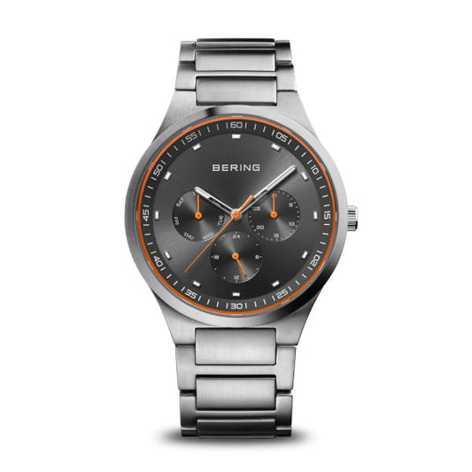 Gents Stainless Steel Bering Grey/ Orange Chronograph Watch