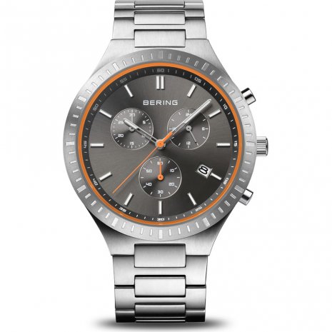 Gents Bering Grey And Orange Chronograph Dial Watch