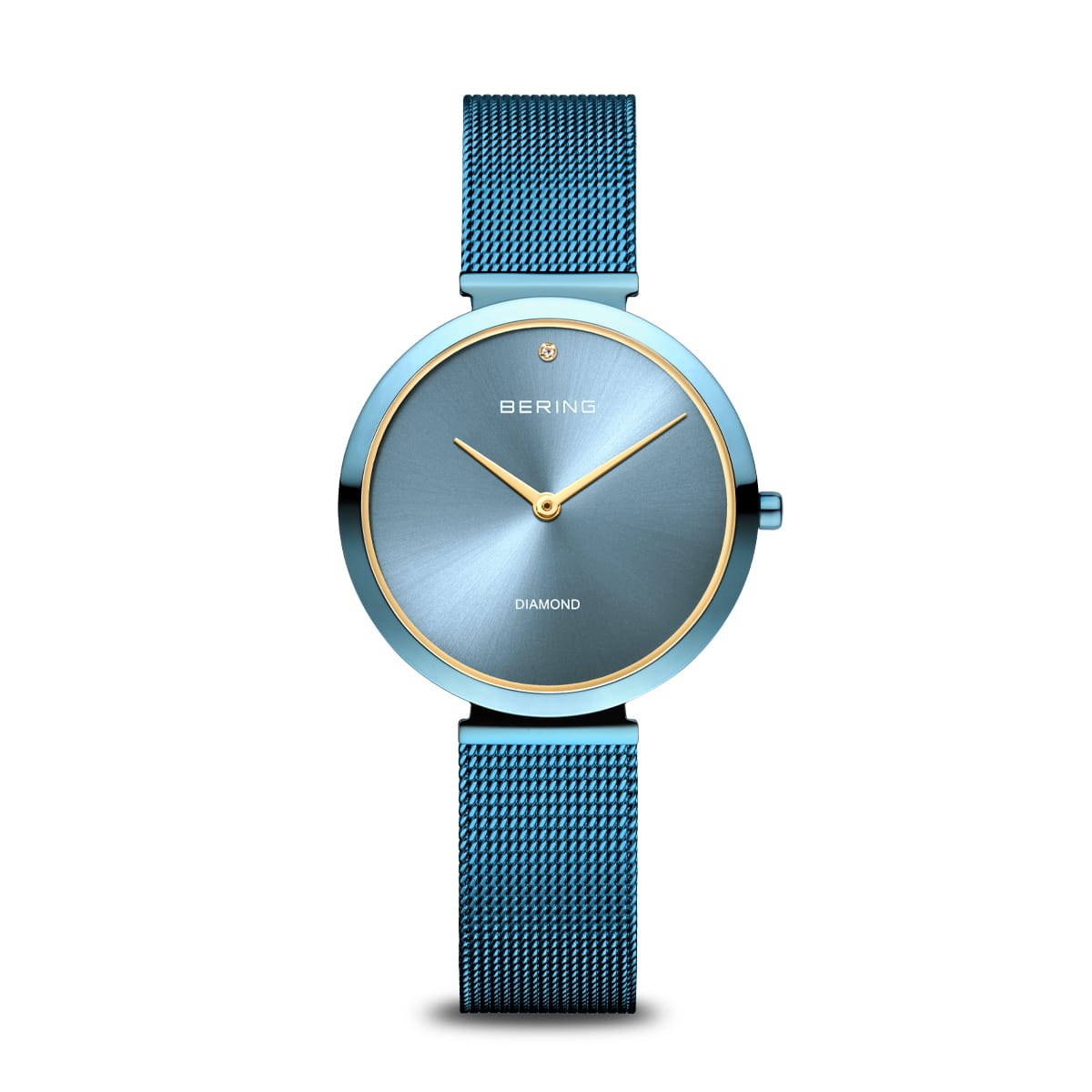Ladies Stainless Steel Beria Blue Mesh Watch With Diamond Accent