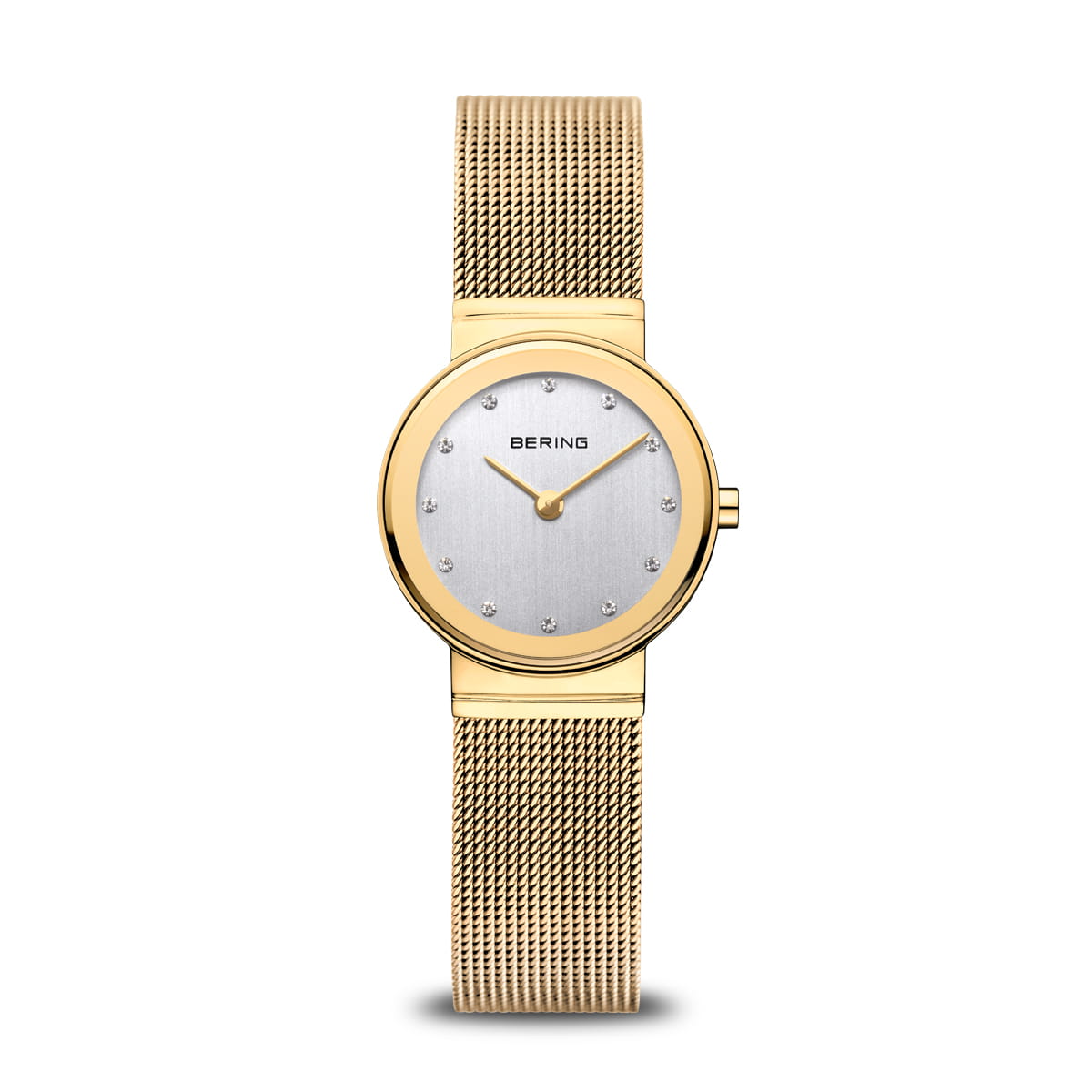 Ladies Rolled Gold Bering Silver Cubic Zirconia Dial Mesh Watch