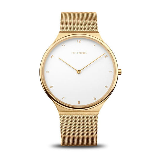 Ladies Rolled Gold Bering Round White Dial Ultra Slim