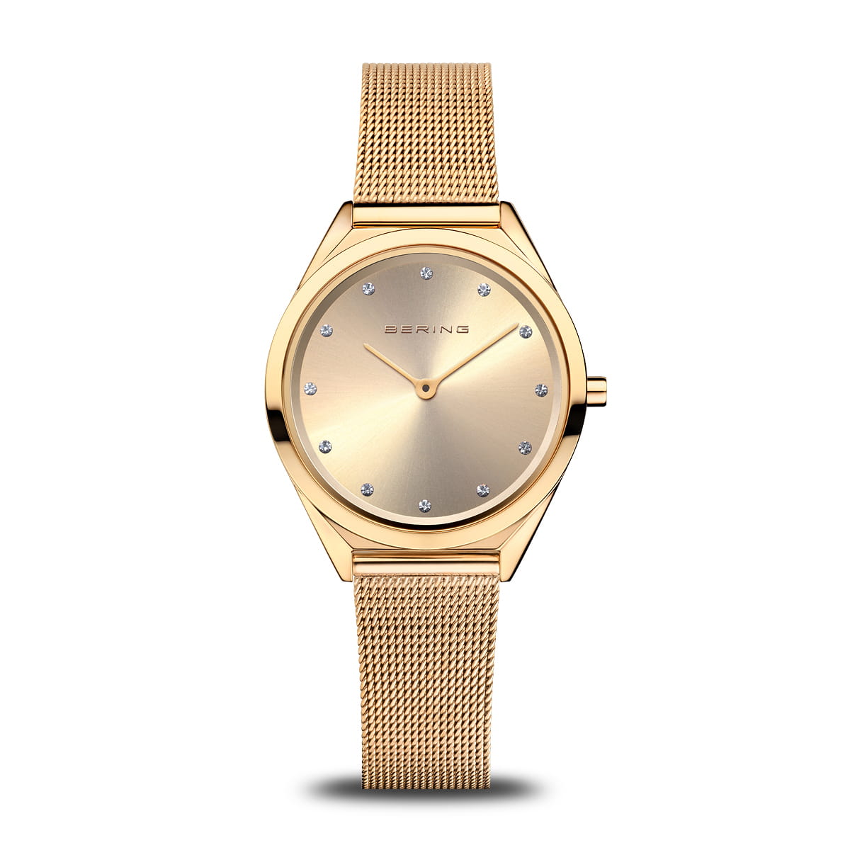 Ladies Rolled Gold Bering Cubic Zirconia Mesh Bracelet Watch