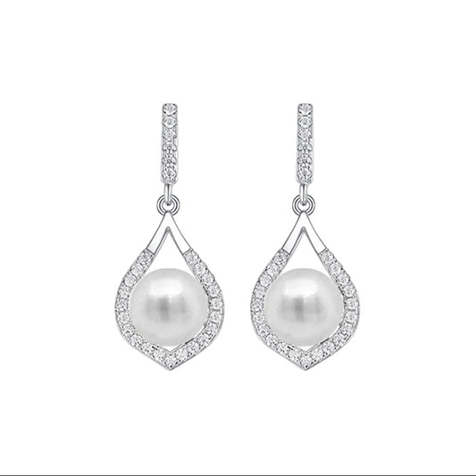 Sil Erg 6mm Cult. prl deco drop Earring