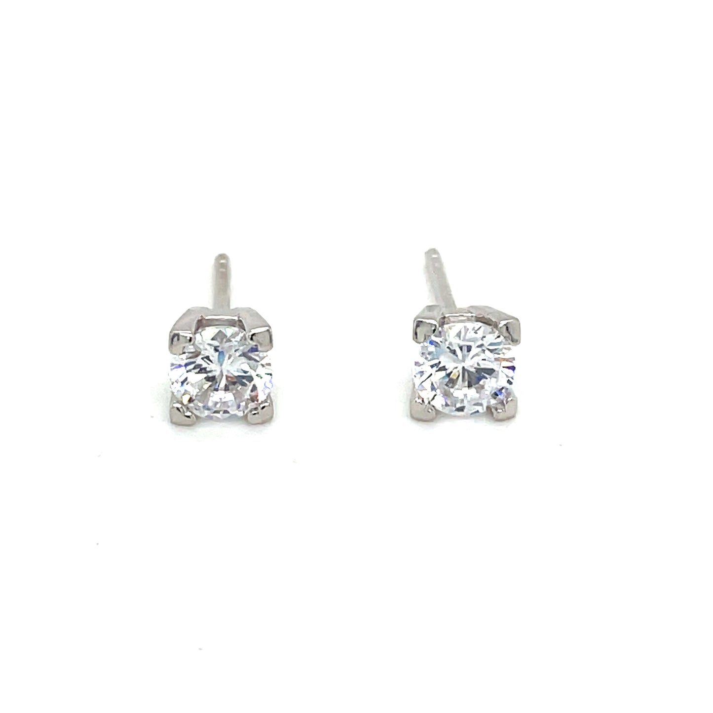 Sterling Silver 5.5mm Cubic Zirconia Four Claw Stud Earring