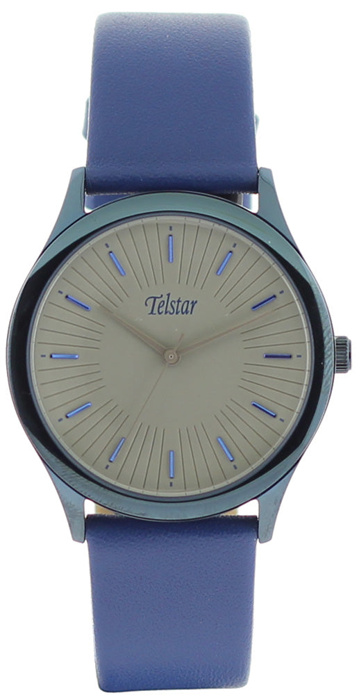 Gents Stainless Steel Blue Strap Grey Dial Buda Telstar Watch