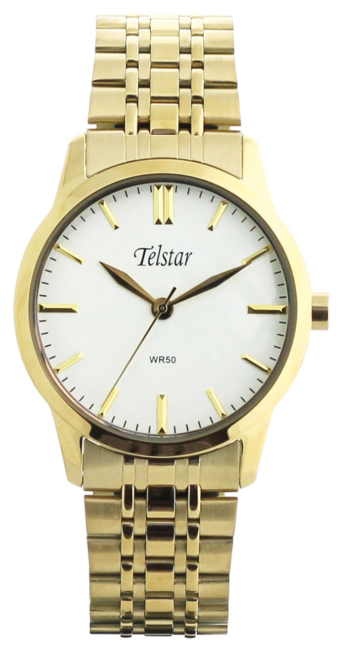 Gents Telstar Rolled Gold Watch White Dial