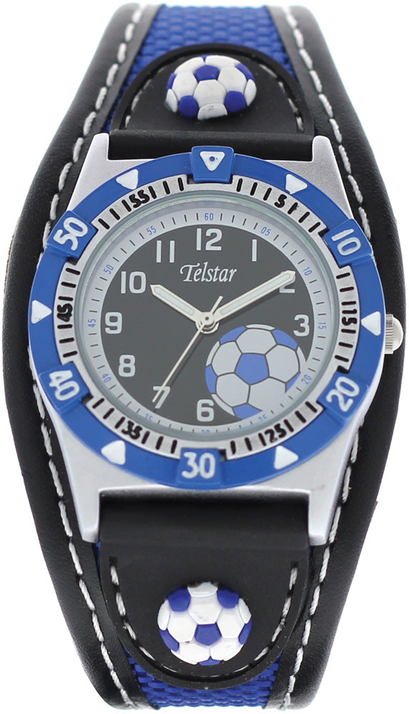 Boys Steel Strap Black And Blue Football Telstar