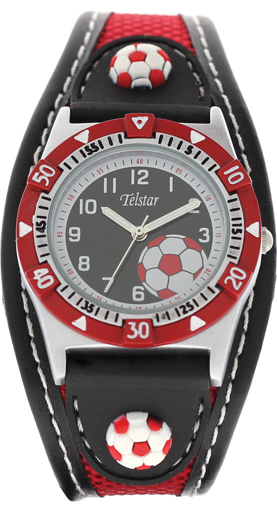 Boys Stainless Steel Red And Black Football Telstar