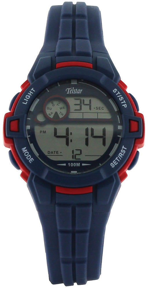 Boys Plastic Strap Blue And Black Digital Telstar Watch