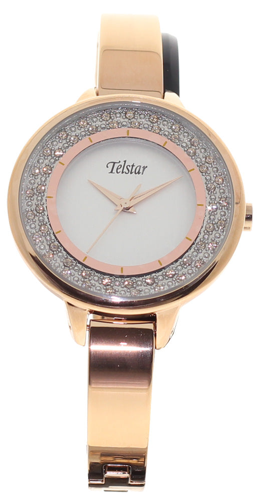 Ladies Rolled Gold Rose Bracelet Cannes Silver Dial Telstar
