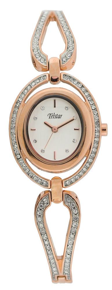Ladies Rolled Gold Rose Bracelet Crystal Paris Telstar