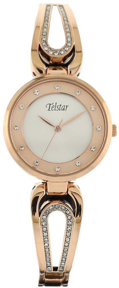 Ladies Rolled Gold Rose Bracelet Ceylon Crystal Telstar