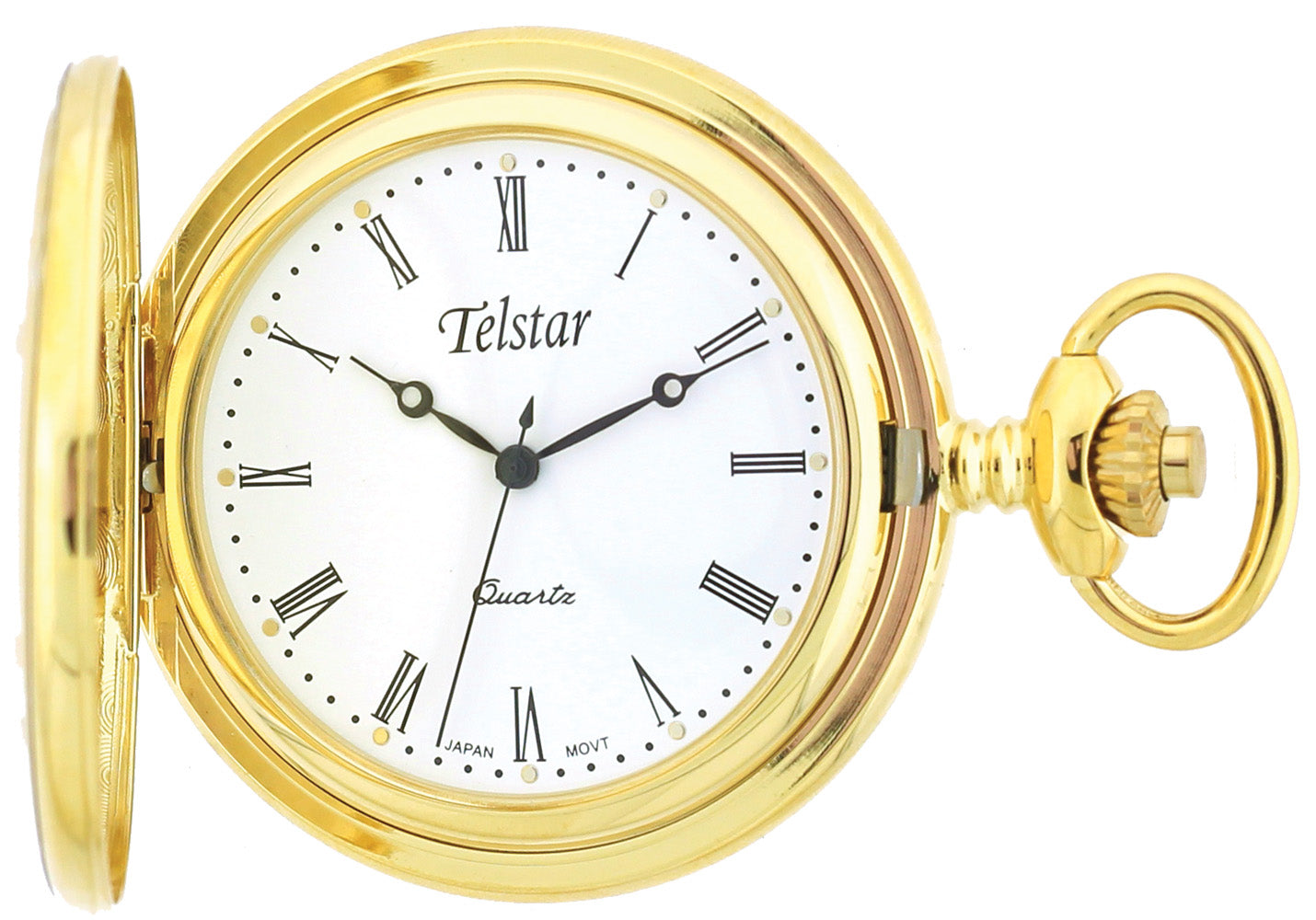 Telstar Rolled Gold Pocket Watch And Chain With Roman Numerals