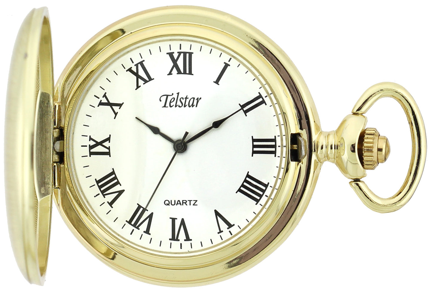 Telstar Rolled Gold Pocket Watch And Chain Roman Numerals