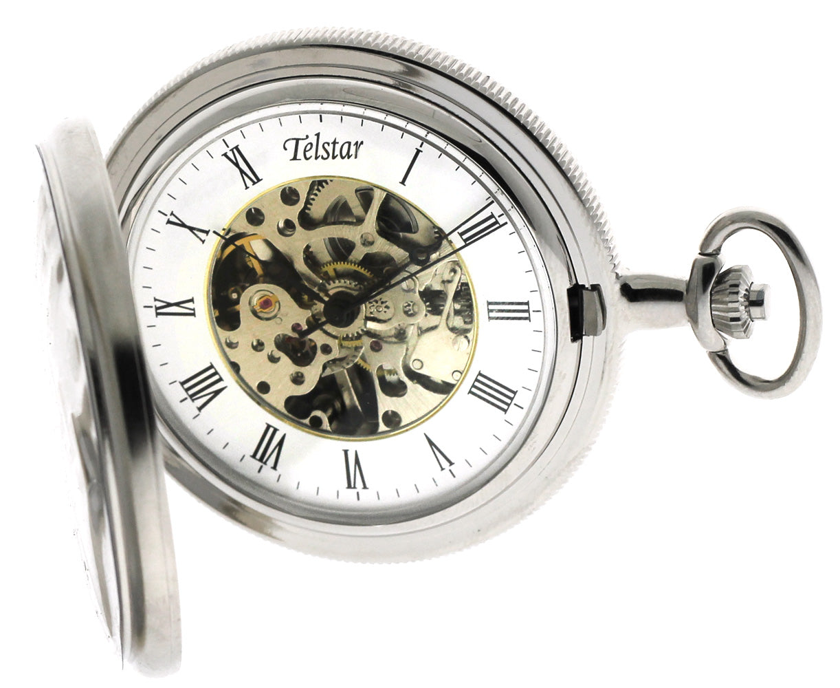 Telstar Stainless Steel Mechanical 2 Door Pocket Watch
