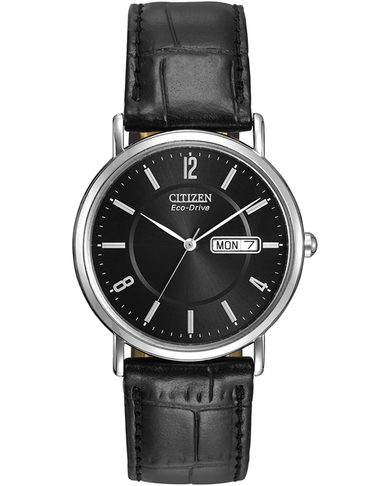 Gents Stainless Steel Black Dial Classic Day-Date Citizen Watch
