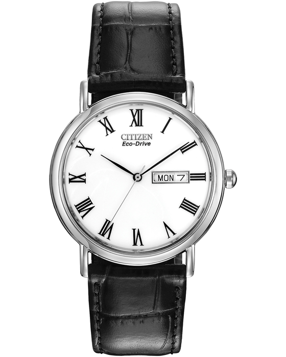 Gents Stainless Steel White Dial Classi Day-Date Citizen Watch