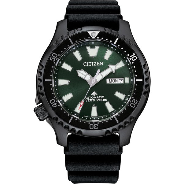 Gents Stainless Steel Citizen Promaster Diver Automatic Watch In Black and Green