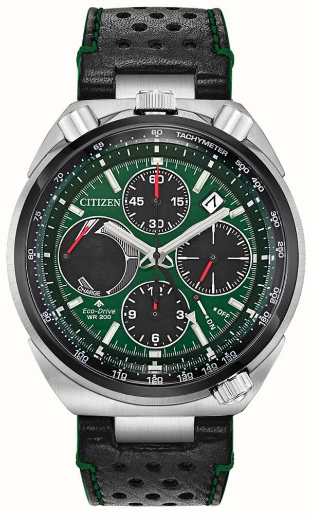 Gents Citizen Round Green Dial Chronograph