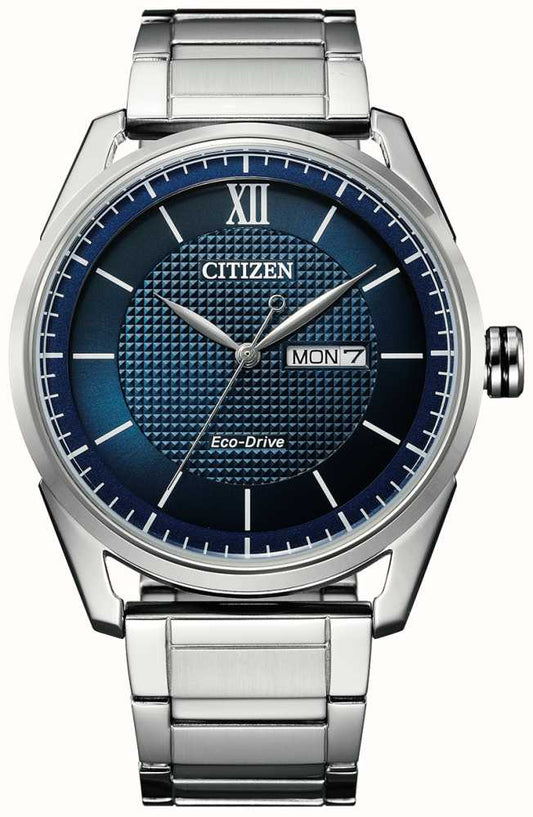 Gents Citizen Stainless Steel Eco Drive Round Blue