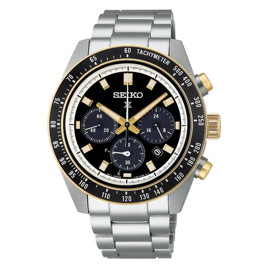 Gents Seiko Prospex Solar SpeedTimer Black Dial Watch