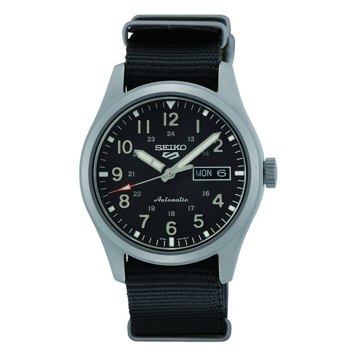 Gents Stainless Steel Black Nylon Strap Automatic Seiko