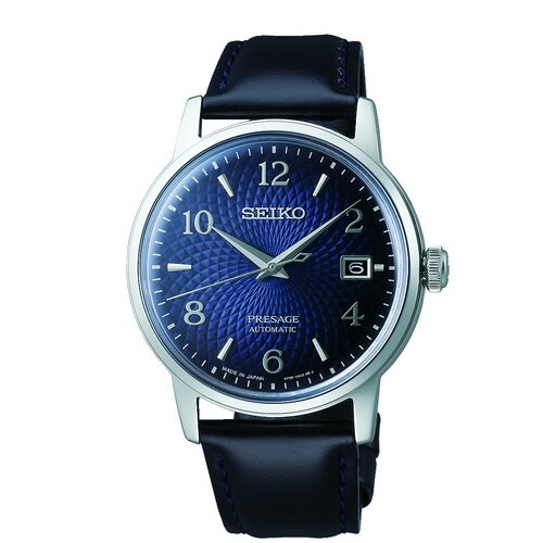 Gents Stainless Steel Black Strap Blue Dial Automatic Seiko