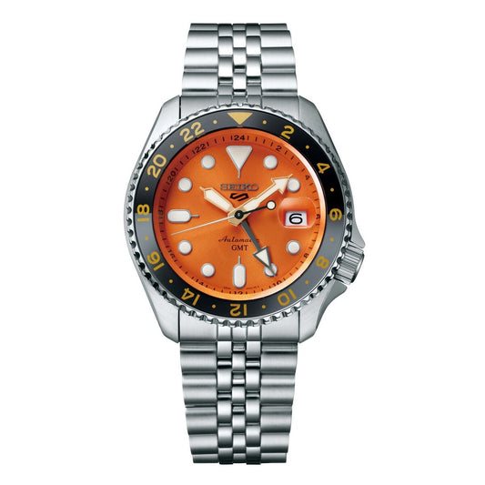 Gents Seiko 5 Mikan Orange Gmt Skx Watch