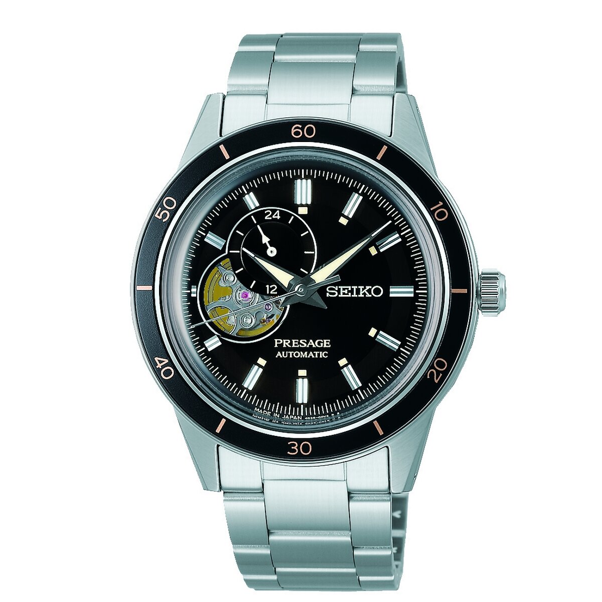 Gents Seiko Presage Black Open Heart Automatic Watch