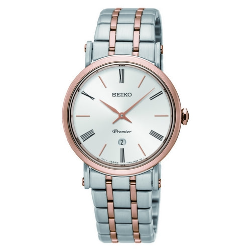 Ladies Premier Stainless Steel And Rose Bracelet Seiko Watch