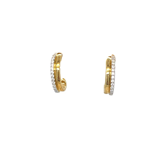 9ct Yellow Gold CZ and Polished Half Huggy Earrings