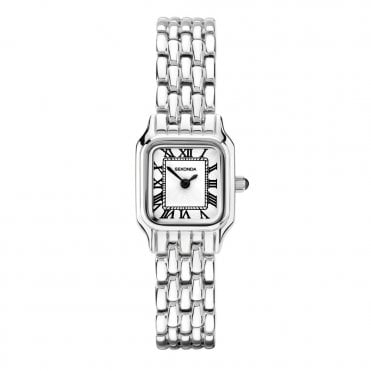 Ladies Stainless Steel Bracelet With Roman Numeral White Dial