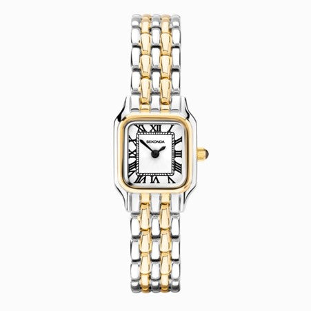 Ladies Mixed Bracelet Watch With White Dial And Roman Numerals