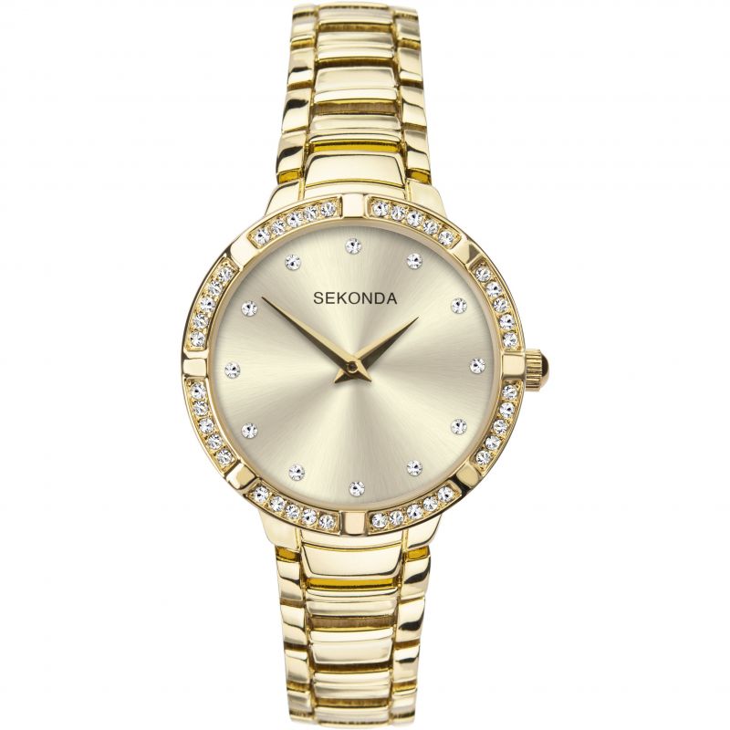Ladies Rolled Gold Bracelet Watch With Cubic Zirconia Dial