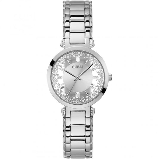 Ladies Guess Cubic Zirconia Dial Crystal Clear Watch