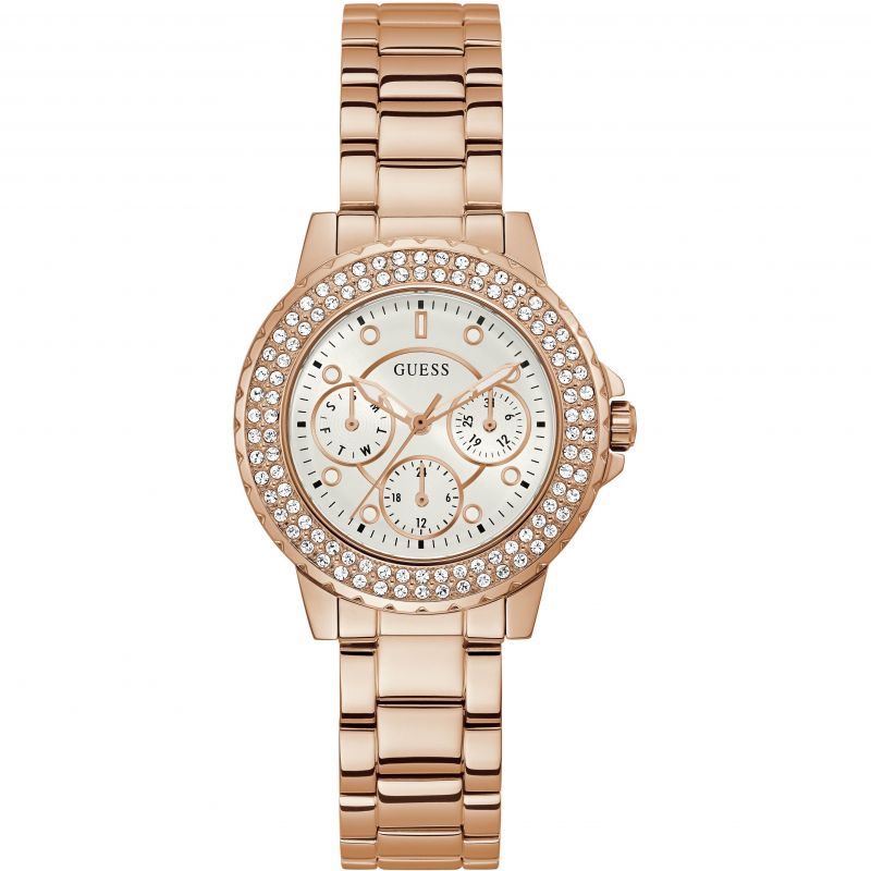Ladies Guess Rose Cubic Zirconia Crown Jewel Watch