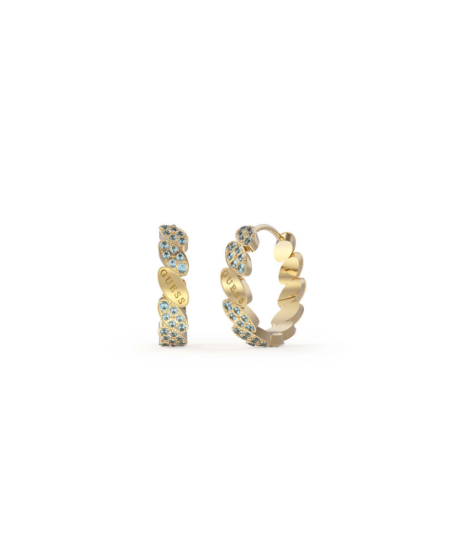 Guess Gold Plated Blue Cubic Zirconia Huggie Earring