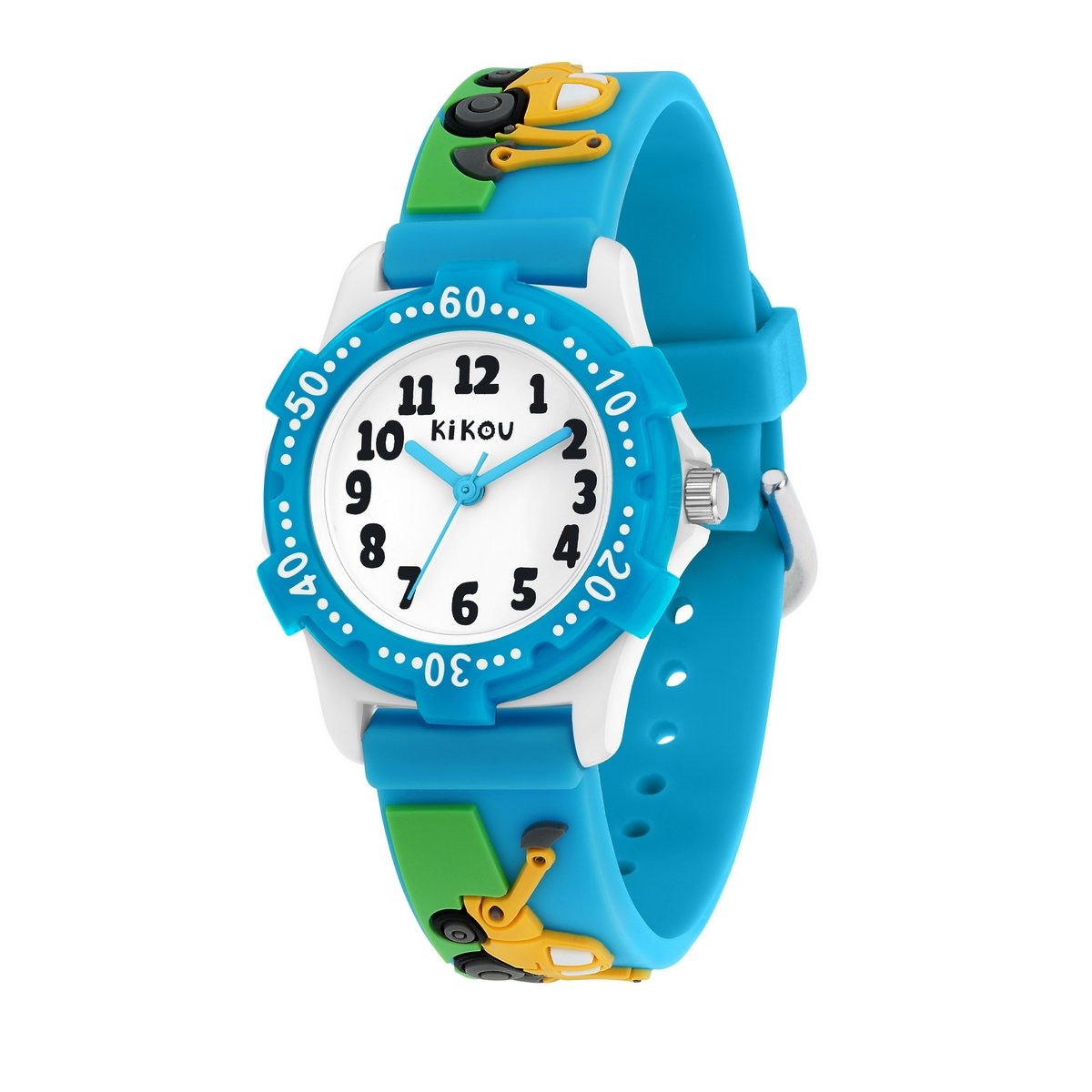 Kikou Blue Tractor Kids Watch With Plastic Strap