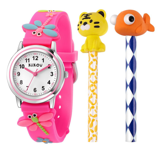 Kikou Kids Pink Butterfly Watch With Plastic Strap