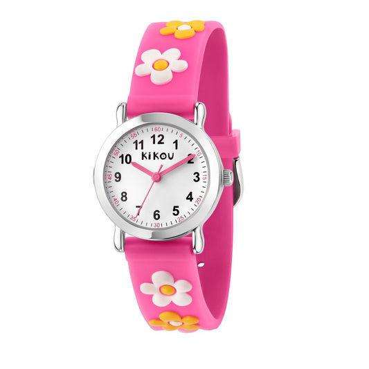 Kikou Kids Pink Watch With Daisies