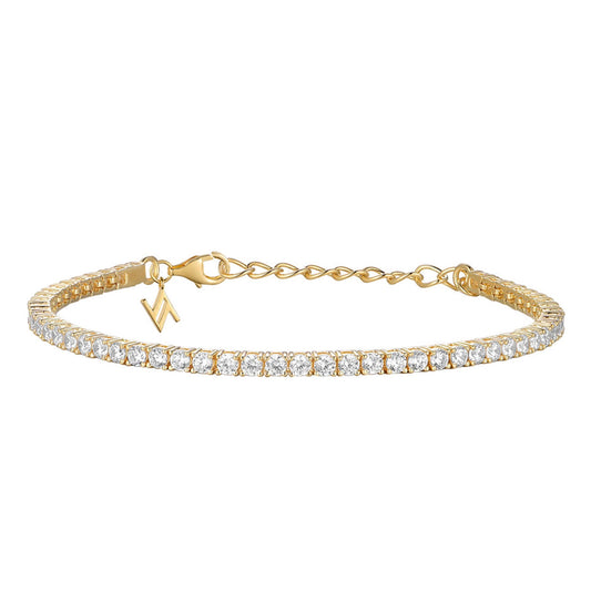 Sterling Silver & Gold Plated 3mm CZ Tennis Bracelet