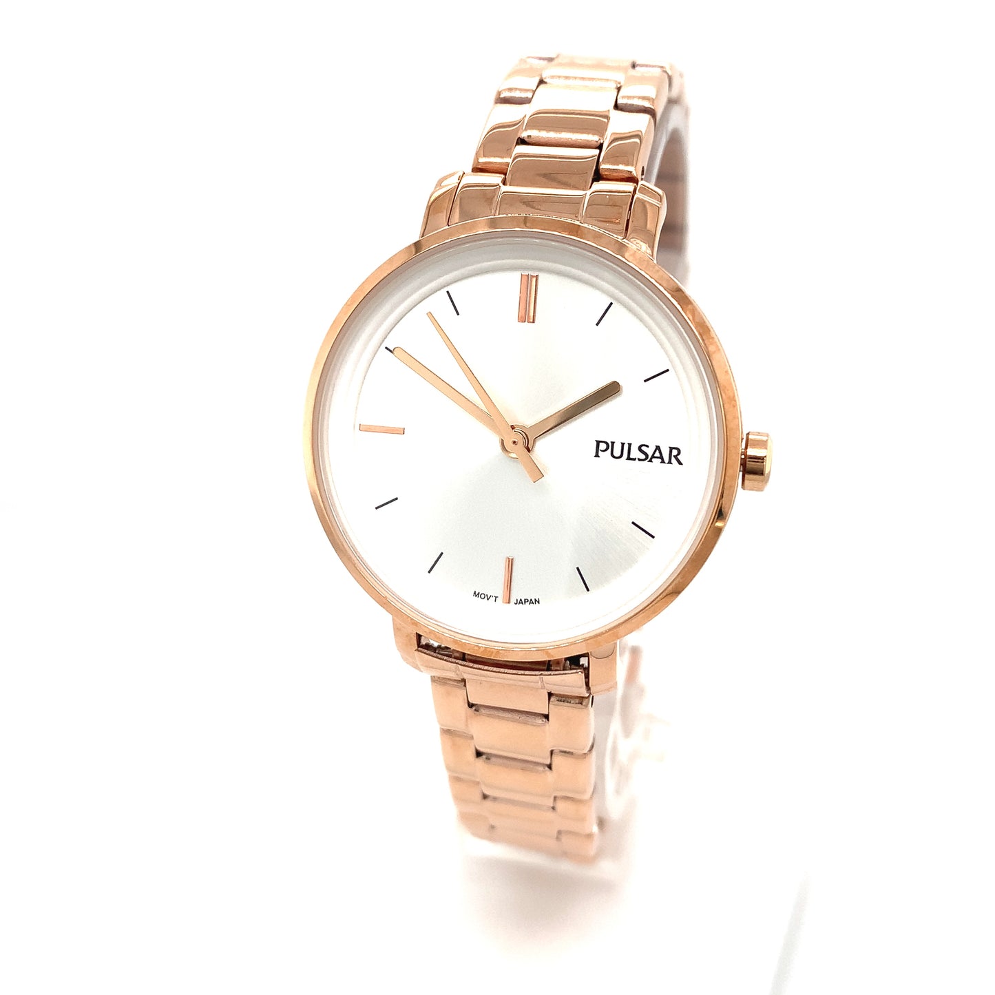 Ladies Rolled Gol Bracelet Rose White Dial Pulsar Watch