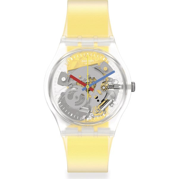 Clearly Yellow Striped Swatch Watch