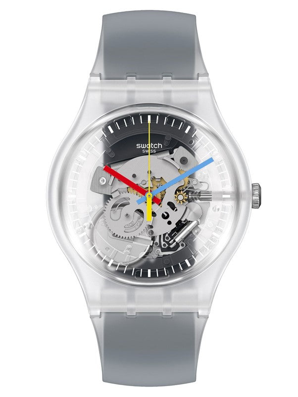 Clearly Black Striped Swatch Watch