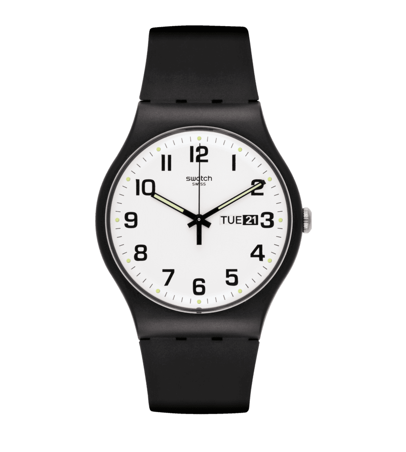 Gents Swatch Black Plastic Twice Again Again